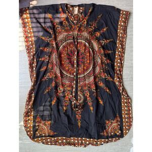 Kaftan by Hatari Dashiki African Top OS 100% Cotton Cinch Center Beautiful Print